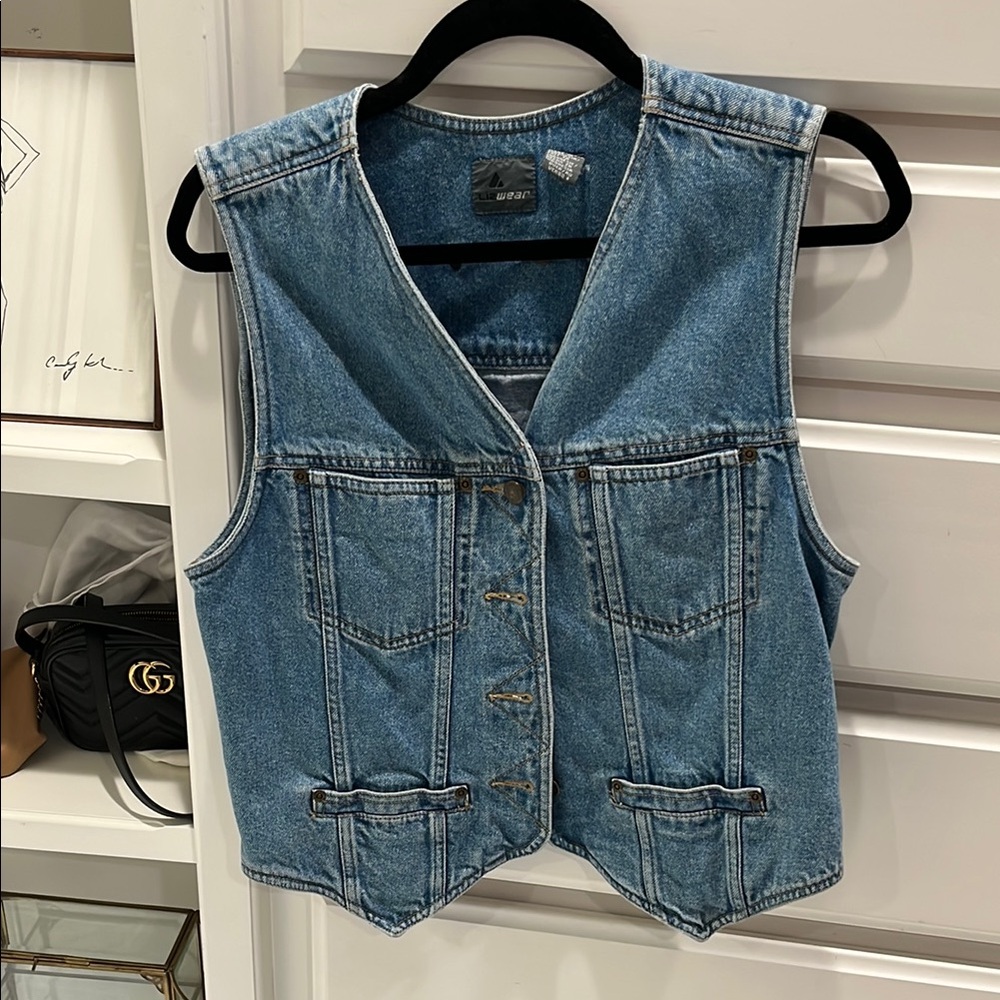 Vintage Denim Button-Up Vest